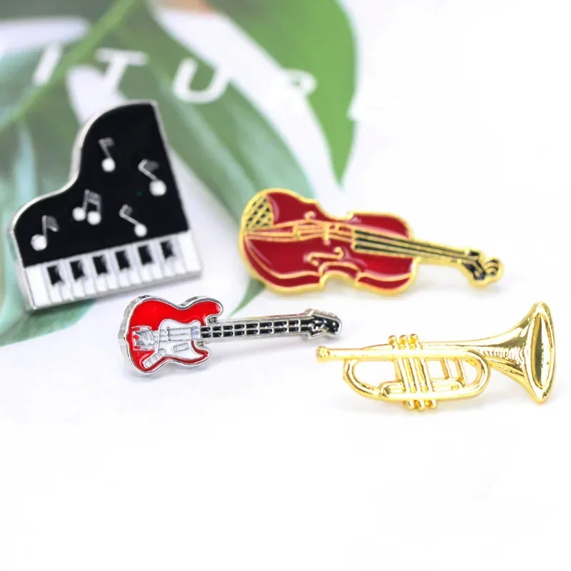 Musical Instrument Symbols - Retro kreatywna gitara skrzypce fortepian emaliowane
