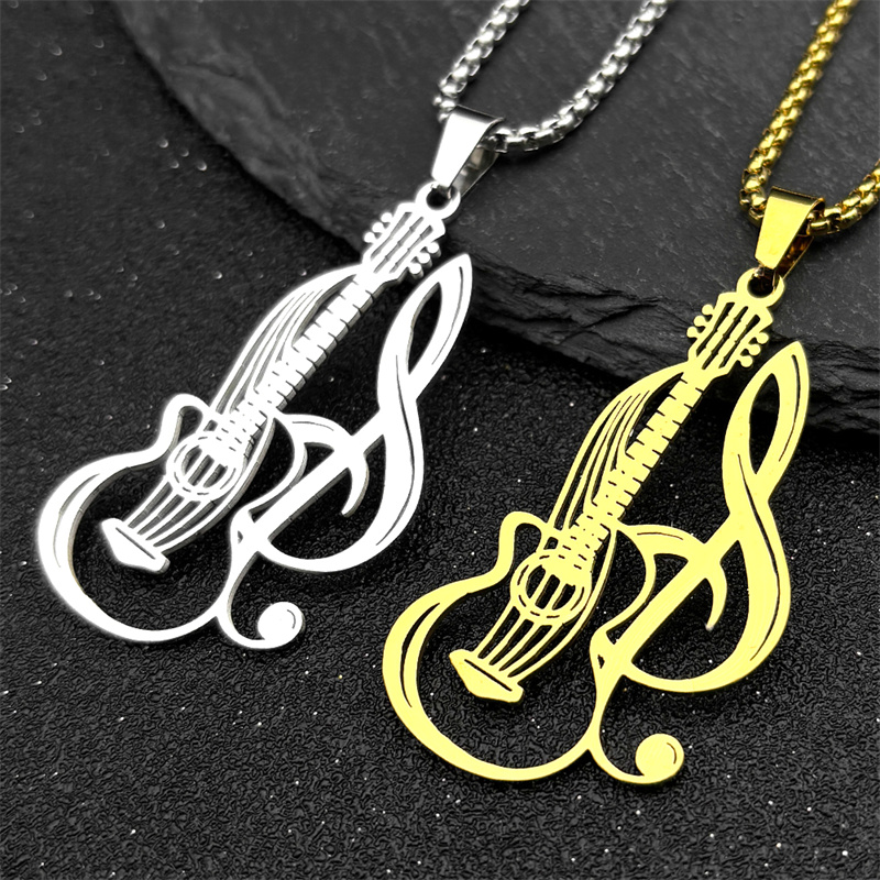 Musical Instrument Symbols - Hiphop gitara elektryczna muzyka naszyjnik dla