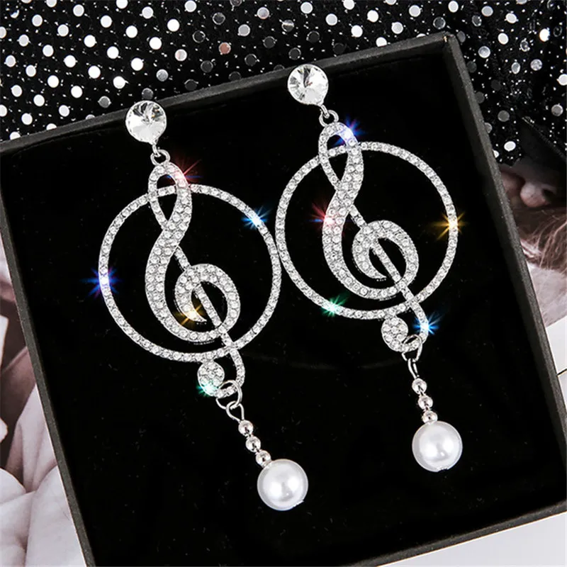 Musical Instrument Symbols - FYUAN Symbol muzyczny Rhinestone kryształowe kolczyki