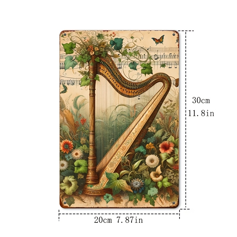 Vintage Harfa Kwiatowa Nuta Mu – Musical Instrument Sign recenzja i cena