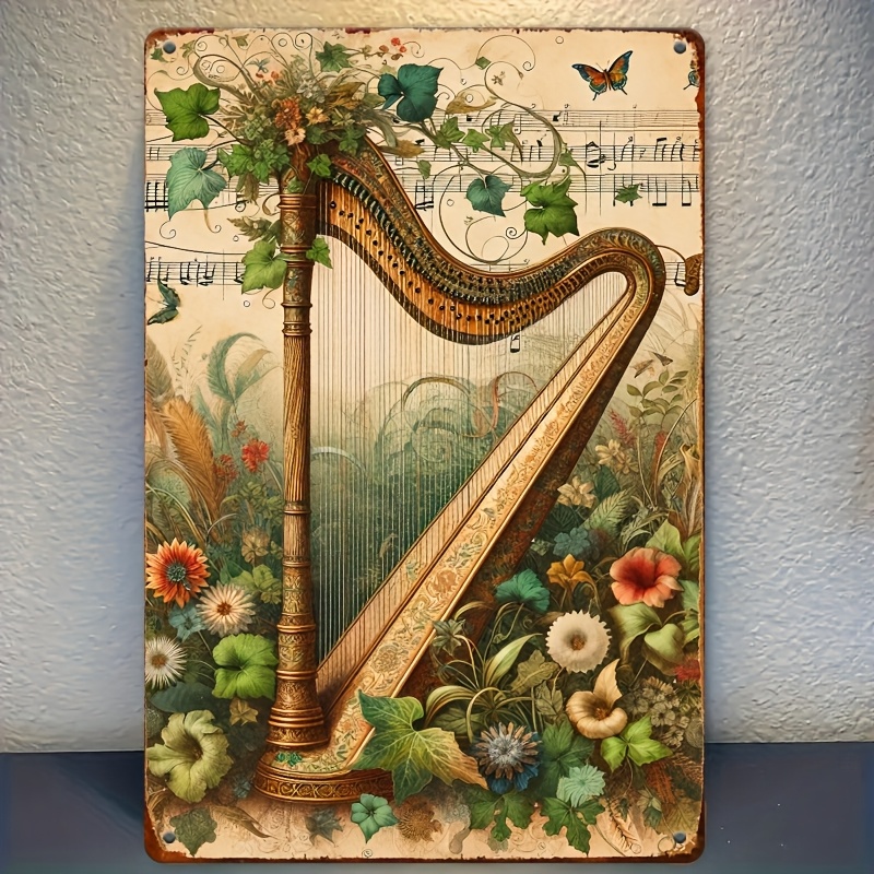 Vintage Harfa Kwiatowa Nuta Mu – Musical Instrument Sign recenzja i cena