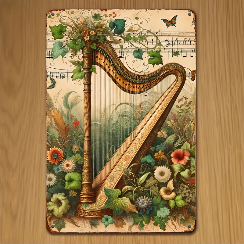 Vintage Harfa Kwiatowa Nuta Mu – Musical Instrument Sign recenzja i cena
